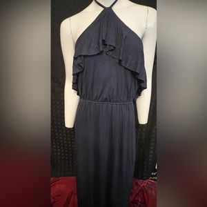 Velvet Torch Blue Halter Maxi Dress. Size L